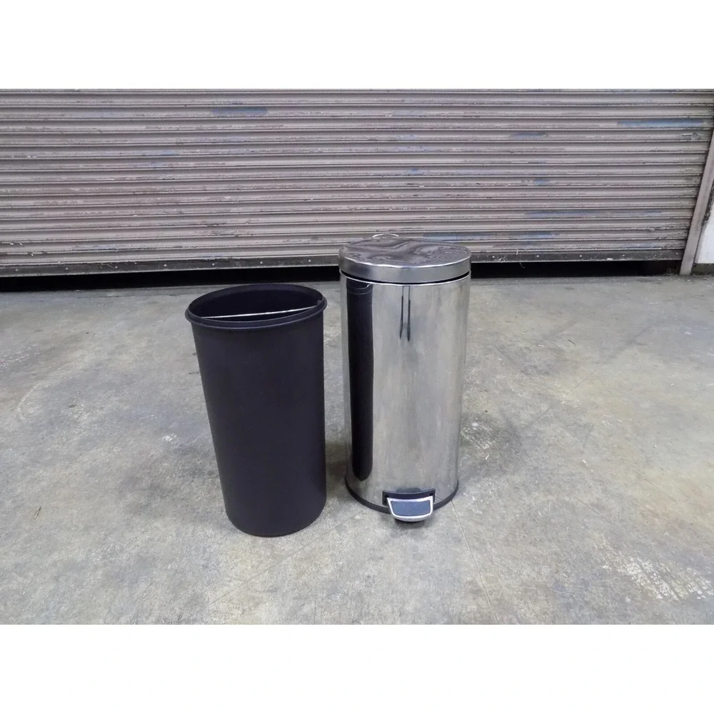13gal Stainless Touchless Commercial Hands Free Step Trash Can & HD Liner